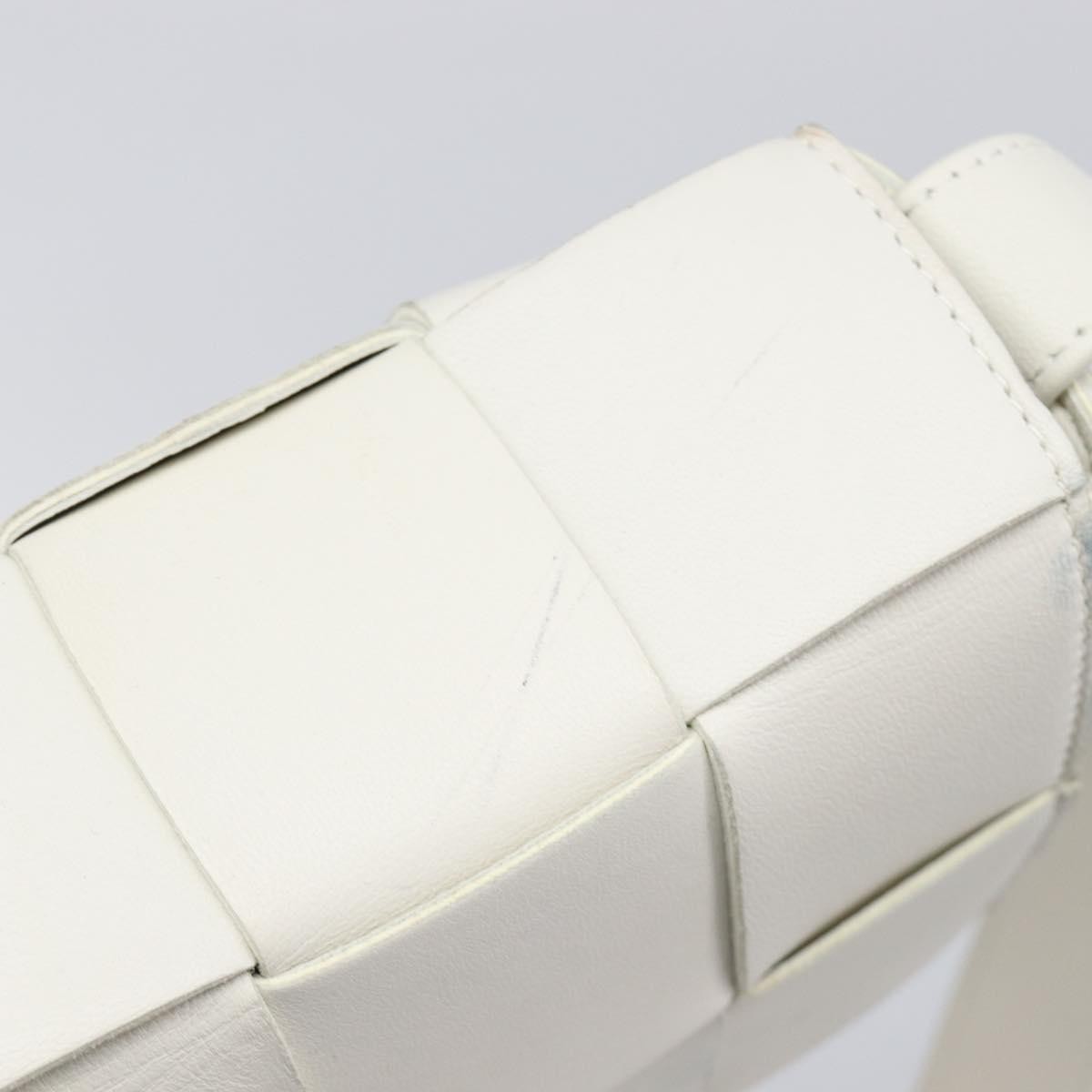 Bottega Veneta Cassette Maxi Intrecciato Leather, White, Leather, Crossbody Bag