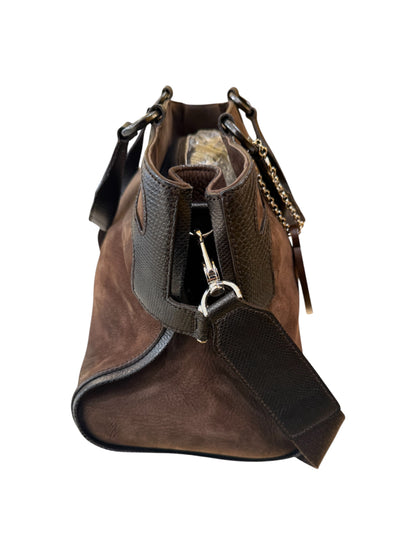 Cartier Marcello Leather, Brown, Suede, Handbag