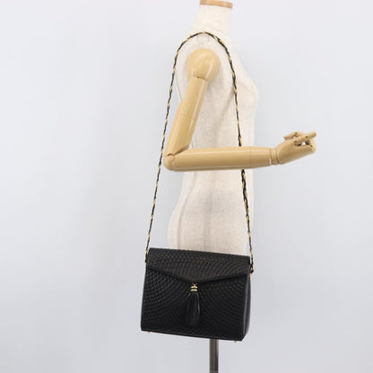 Bally Vintage Chain Quilted Leather, Black, Leather, Shoulder Bag