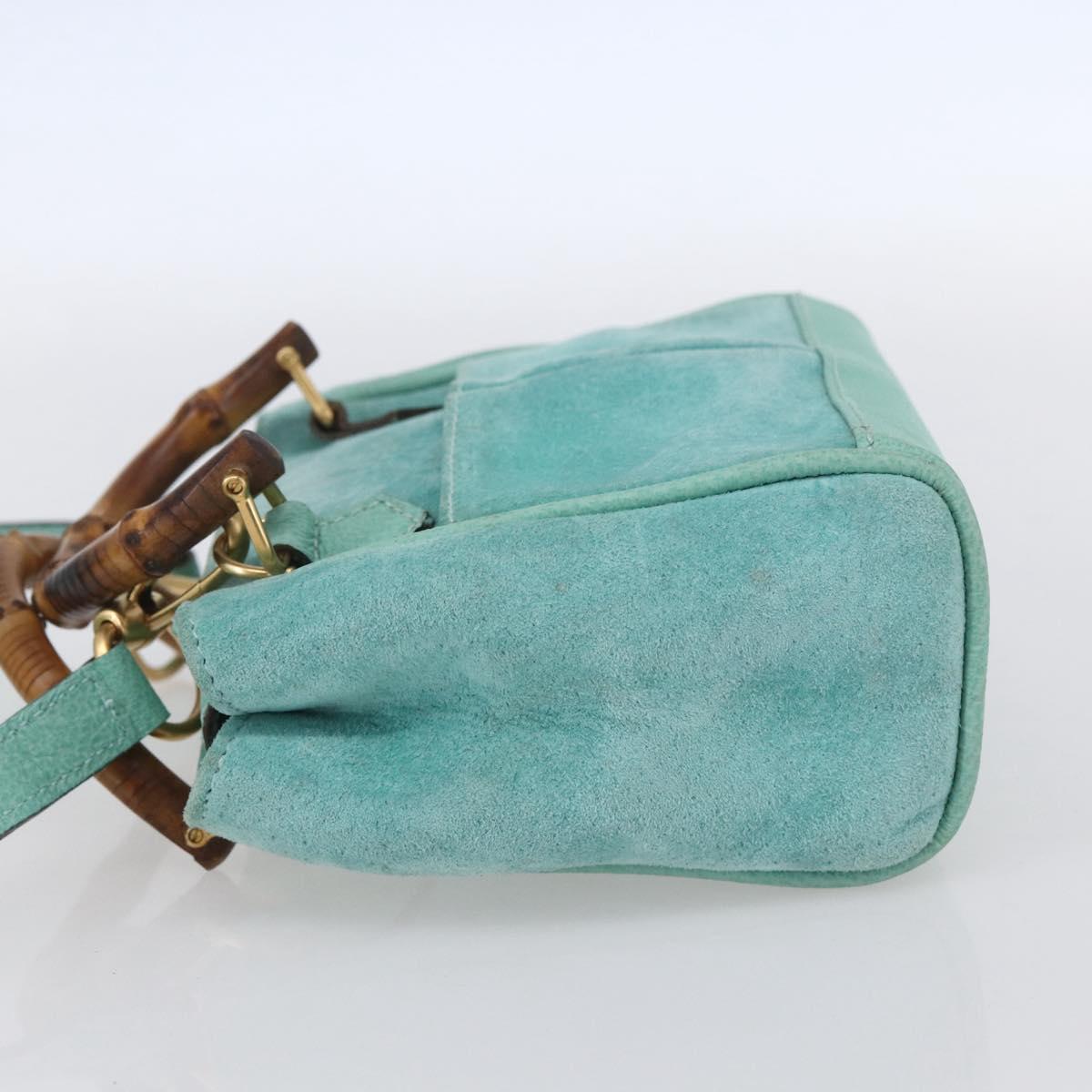 Gucci Bamboo Zip Pouch Leather, TURQUOISE, SUEDE, Clutche & pouche