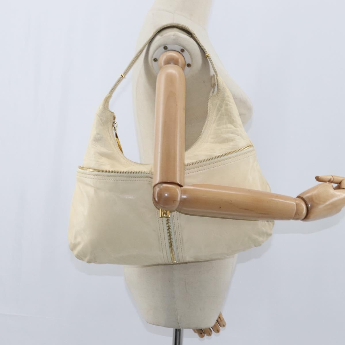 Fendi Zip hobo leather, Beige, Leather, Shoulder Bag