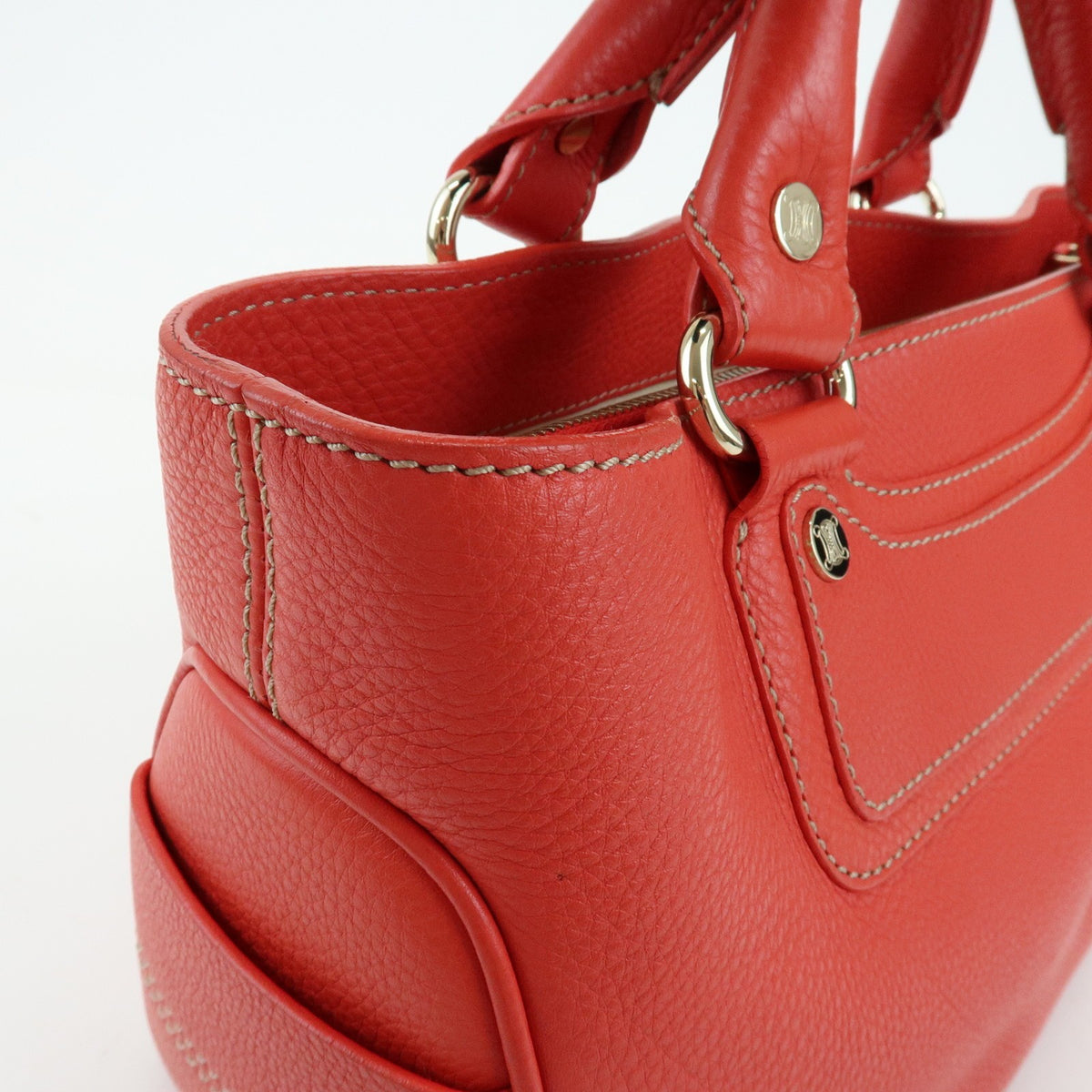 Celine Boogie Calfskin, Red, Leather, Handbag