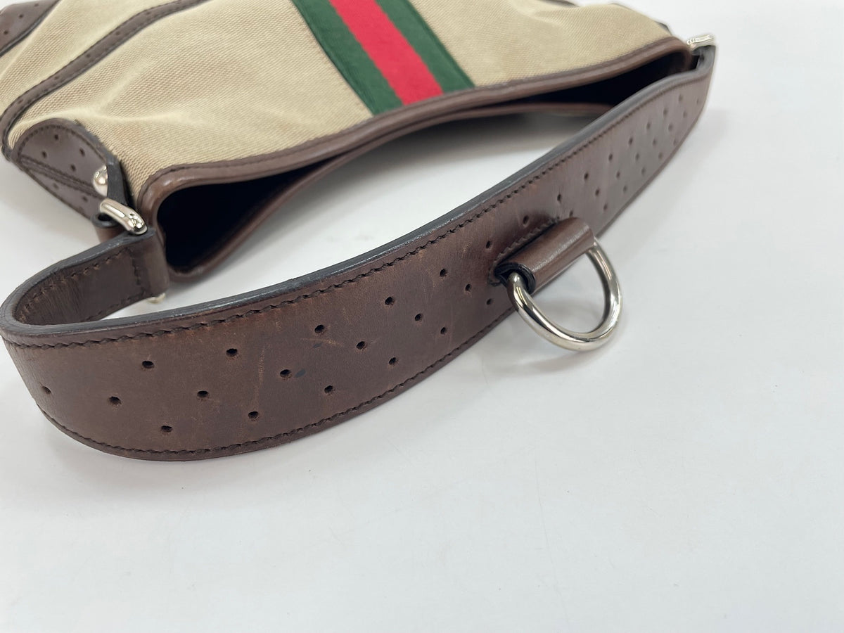 Gucci Reins Web Canvas, Brown, Canvas, Shoulder Bag