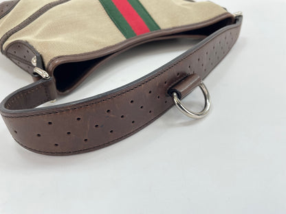 Gucci Reins Web Canvas, Brown, Canvas, Shoulder Bag