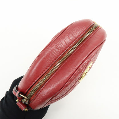 Gucci GG Marmont Round Matelasse Leather, Red, Leather, Shoulder Bag