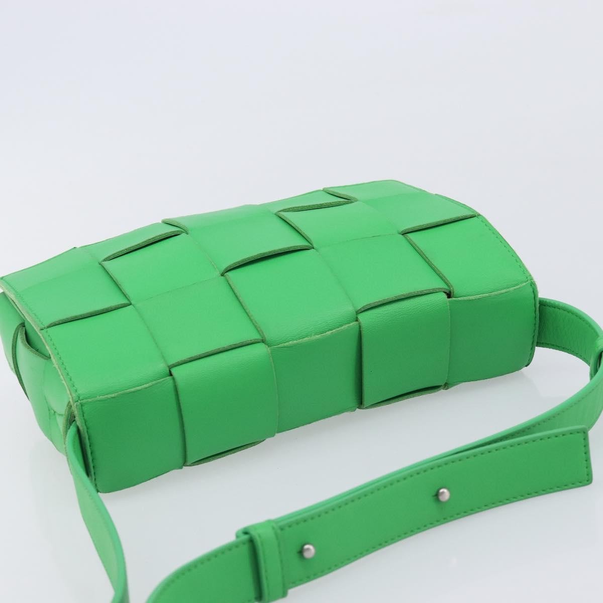 Bottega Veneta Cassette Maxi Intrecciato Leather, Green, Leather, Crossbody Bag