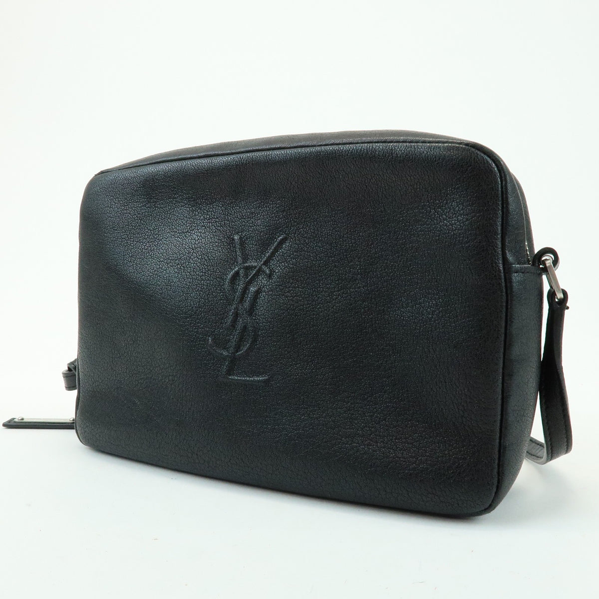 Saint Laurent Lou Camera Leather, Black, Leather, Handbag