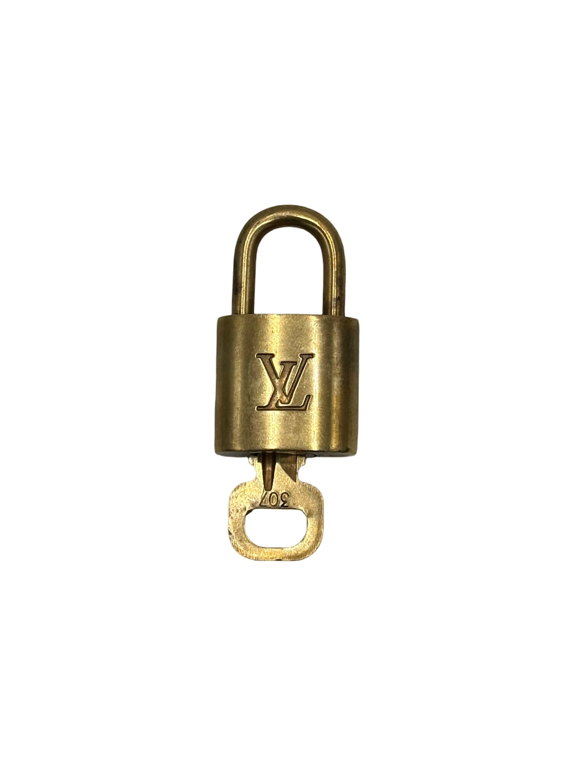 Louis Vuitton Padlock and Key Logo Metal, Gold, Metal, Charm
