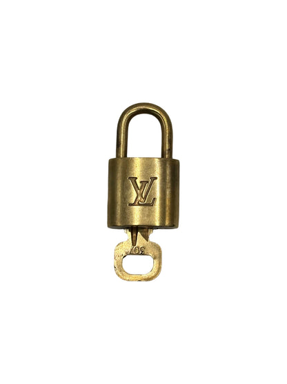 Louis Vuitton Padlock and Key Logo Metal, Gold, Metal, Charm