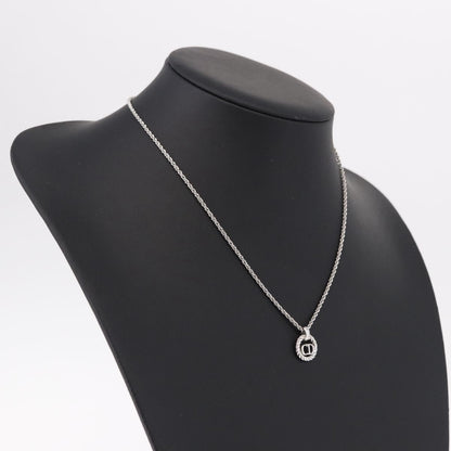 Christian Dior VIntage Circle Pendant Metal, Silver, Metal, Necklace