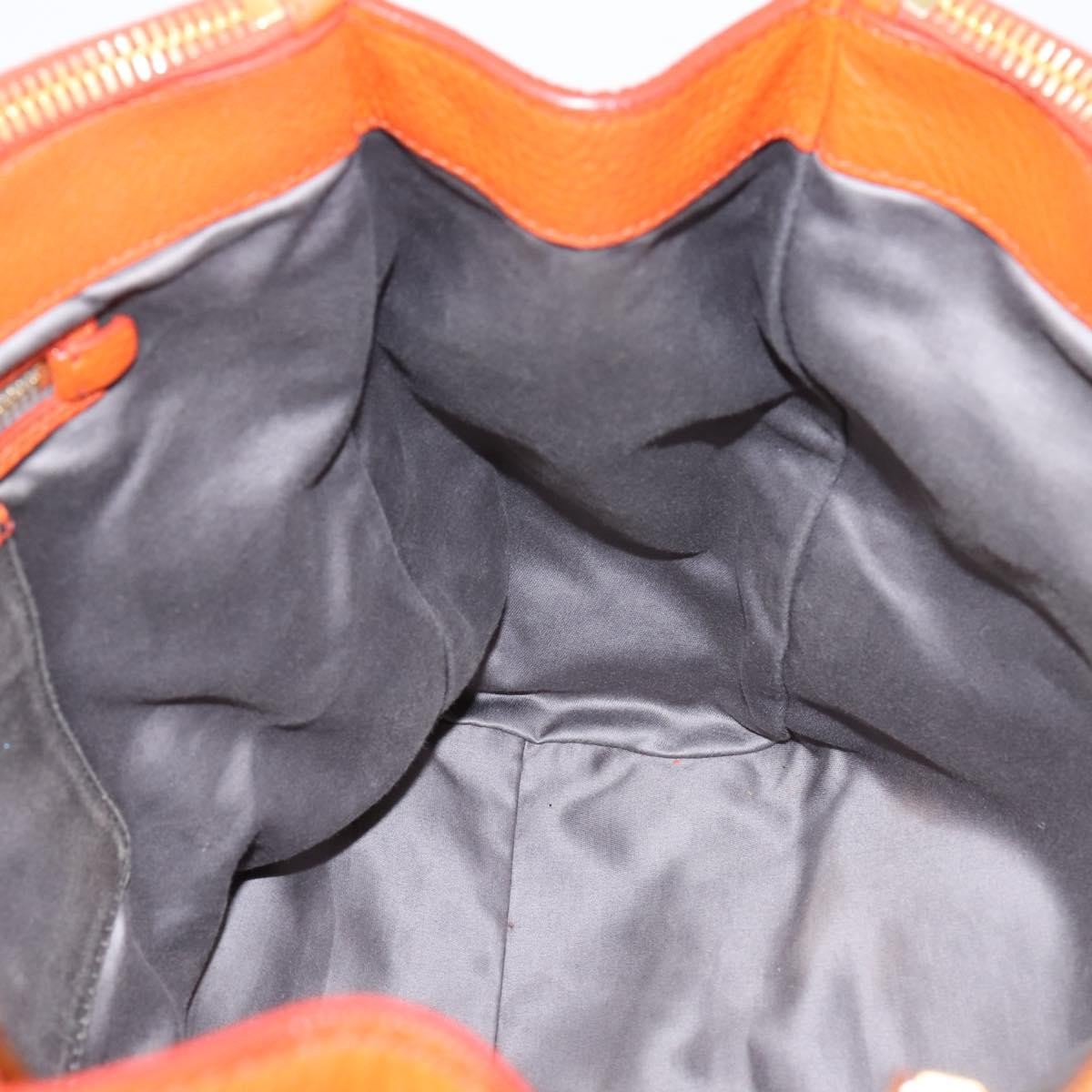 Miu Miu Caribou Convertible Tote Leather, Orange, Leather, Handbag