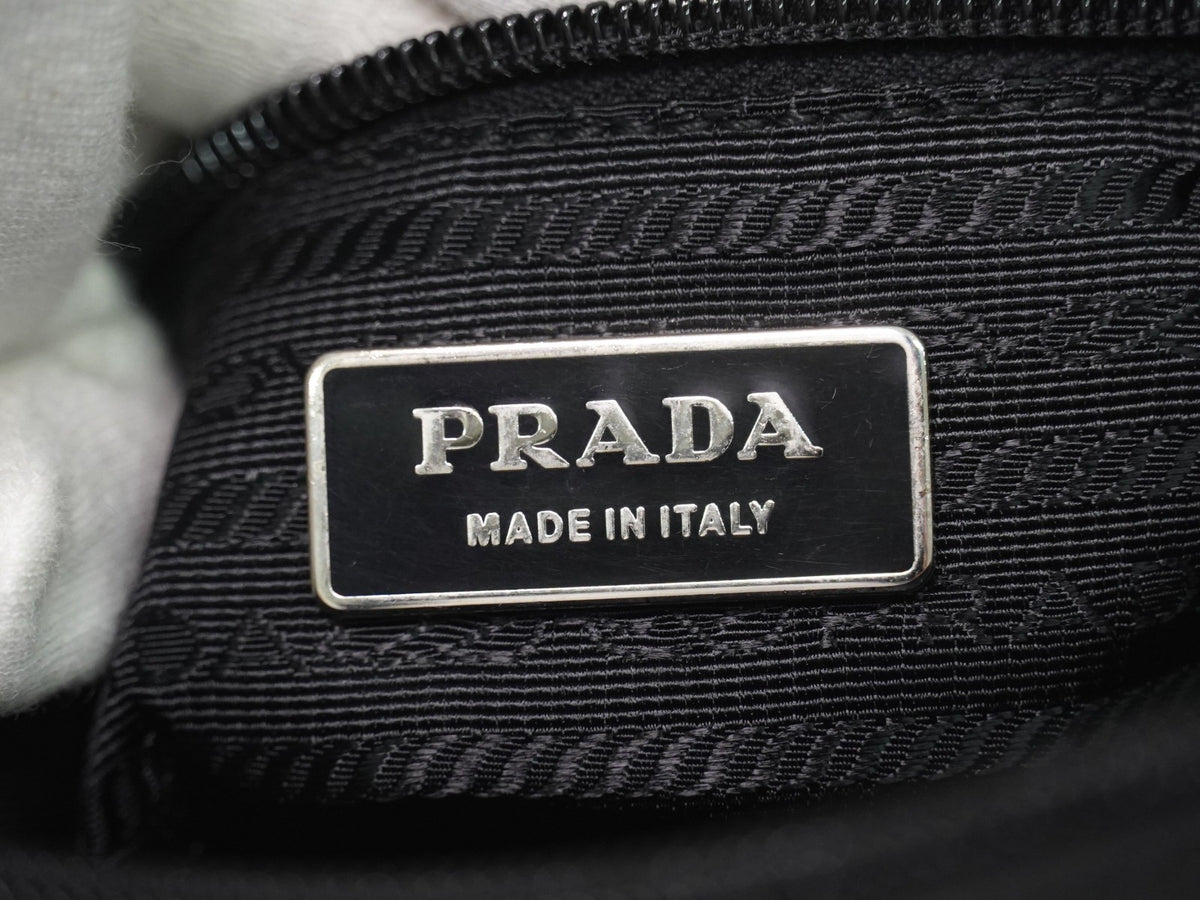 Prada Front Zip Messenger Quilted Tessuto, Black, Nylon, Shoulder Bag