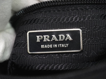 Prada Front Zip Messenger Quilted Tessuto, Black, Nylon, Shoulder Bag