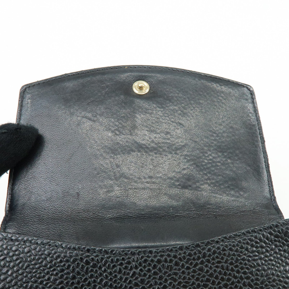 Chanel Vintage Timeless Bifold Caviar, Black, Leather, Wallet