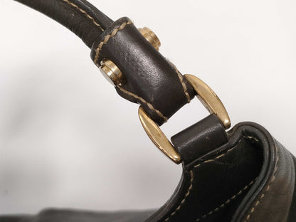 Gucci D Ring Hobo Leather, Brown, Leather, Shoulder Bag