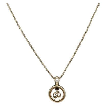 Christian Dior Vintage CD Pendant Metal, Gold, Metal, Necklace