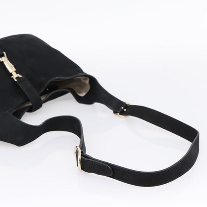 Gucci Jackie O Suede, Black, Leather, Handbag