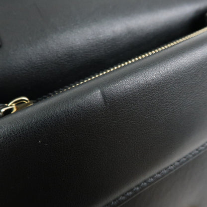 Valentino Garavani VLogo Full Flap Chain Leather, Black, Leather, Shoulder Bag