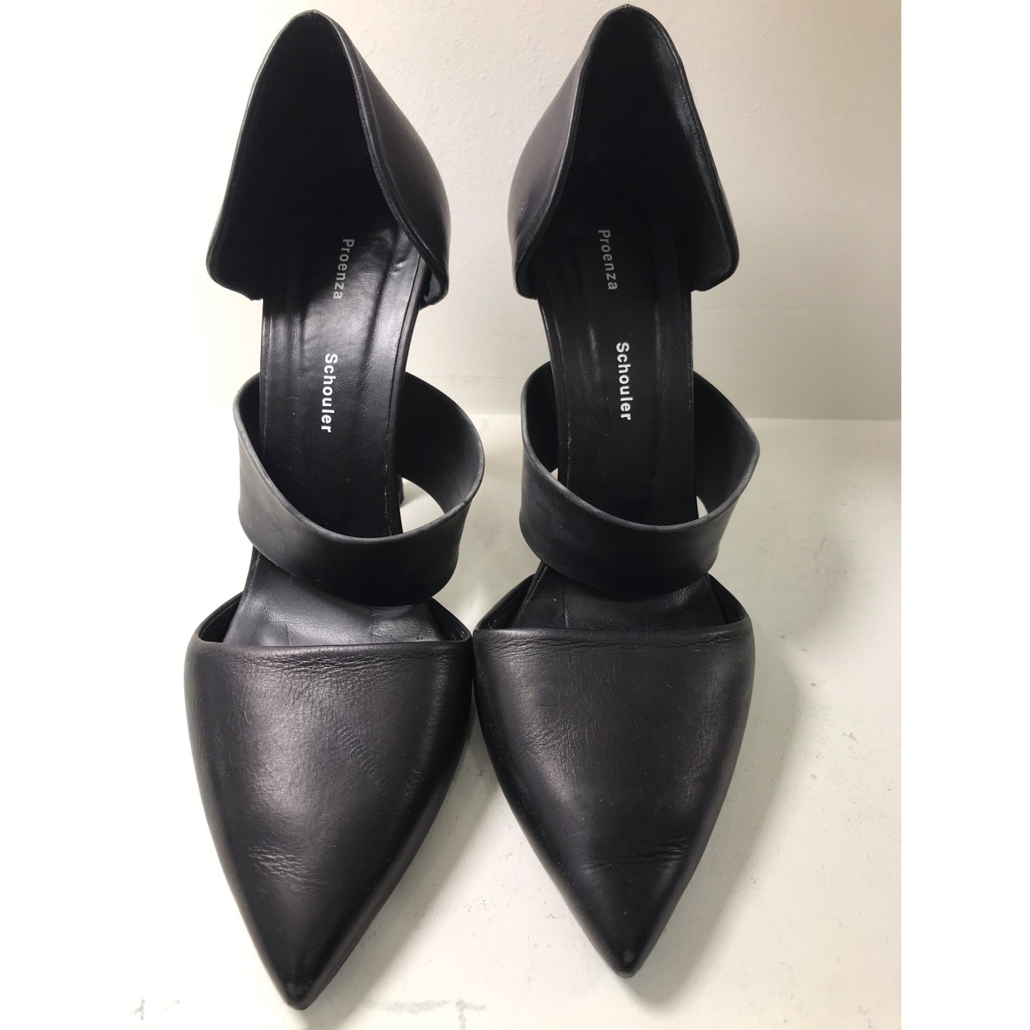 Proenza Schouler Pumps Womens 8.5 Black Leather Pointed Toe Sculptural Heels