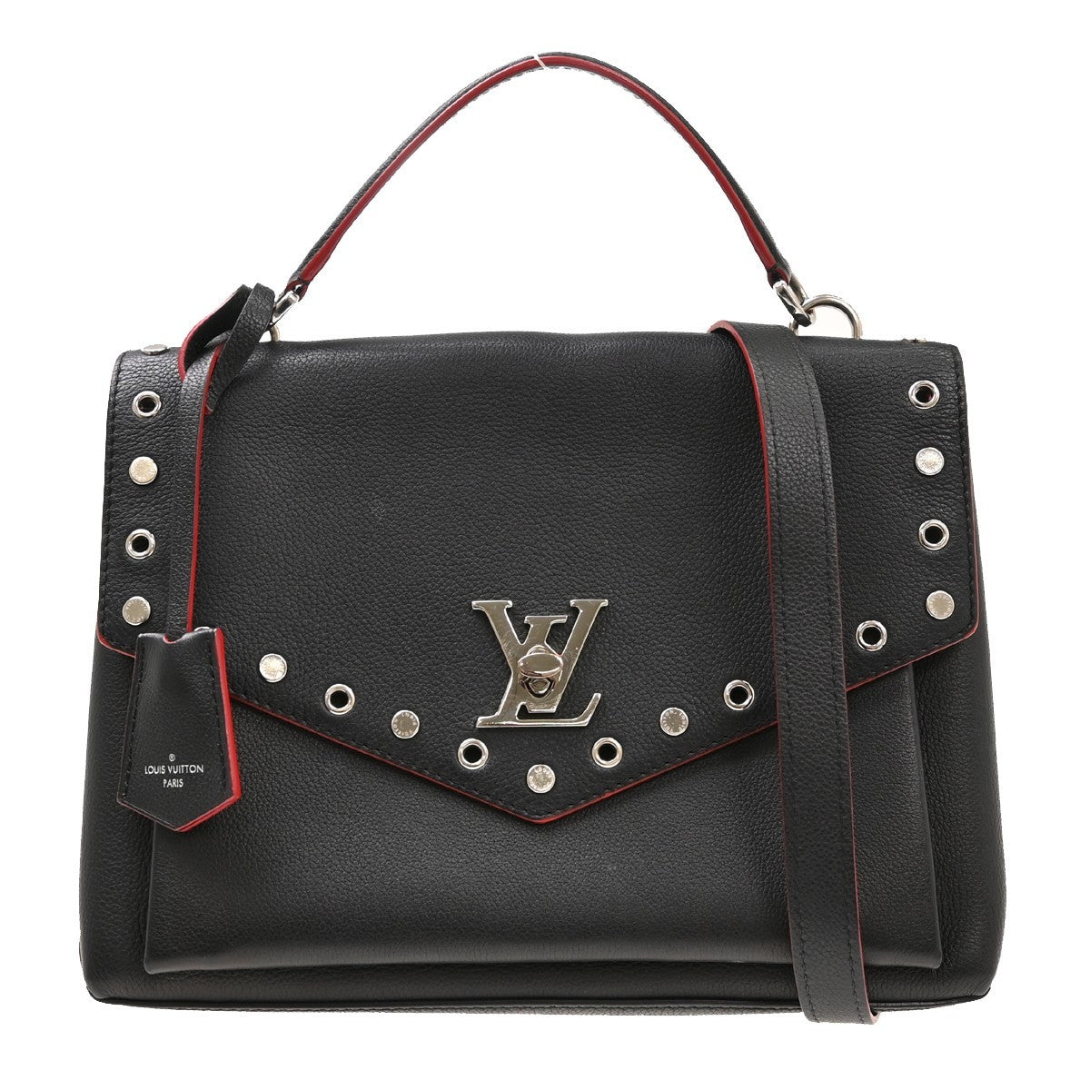 Louis Vuitton Mylockme Studded Leather, Black, Leather, Shoulder Bag