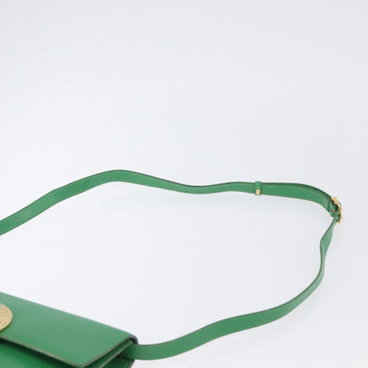 Celine Circle Logo Leather, Green, Leather, Shoulder Bag