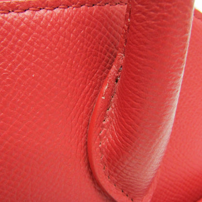 Balenciaga Logo Ville Leather, Red, Leather, Handbag