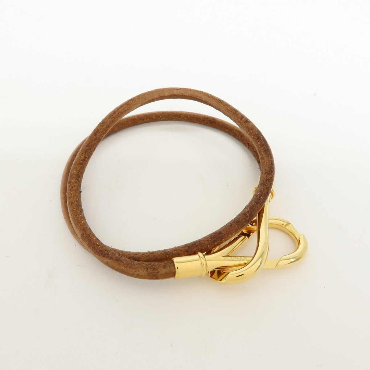 Hermes Jumbo Hook Choker Woven Leather and Metal, Brown, Leather, Necklace