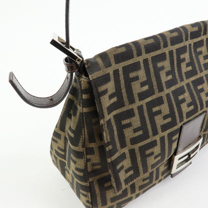 Fendi Zucchino Mamma Baguette Canvas, Brown, Canvas, Shoulder Bag