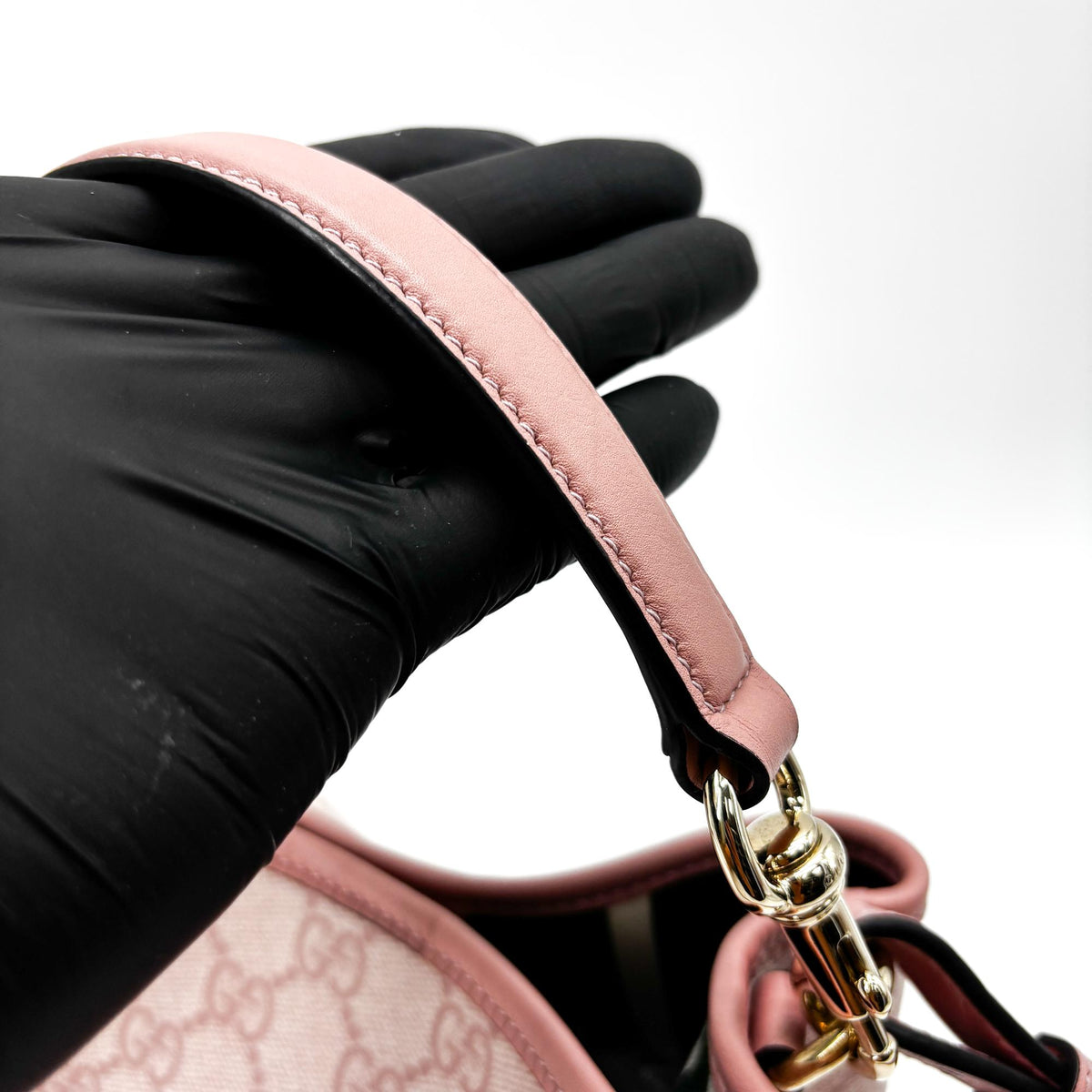 Gucci GG Emblem Bucket Bag GG Coated Canvas, Pink, Canvas, Shoulder Bag