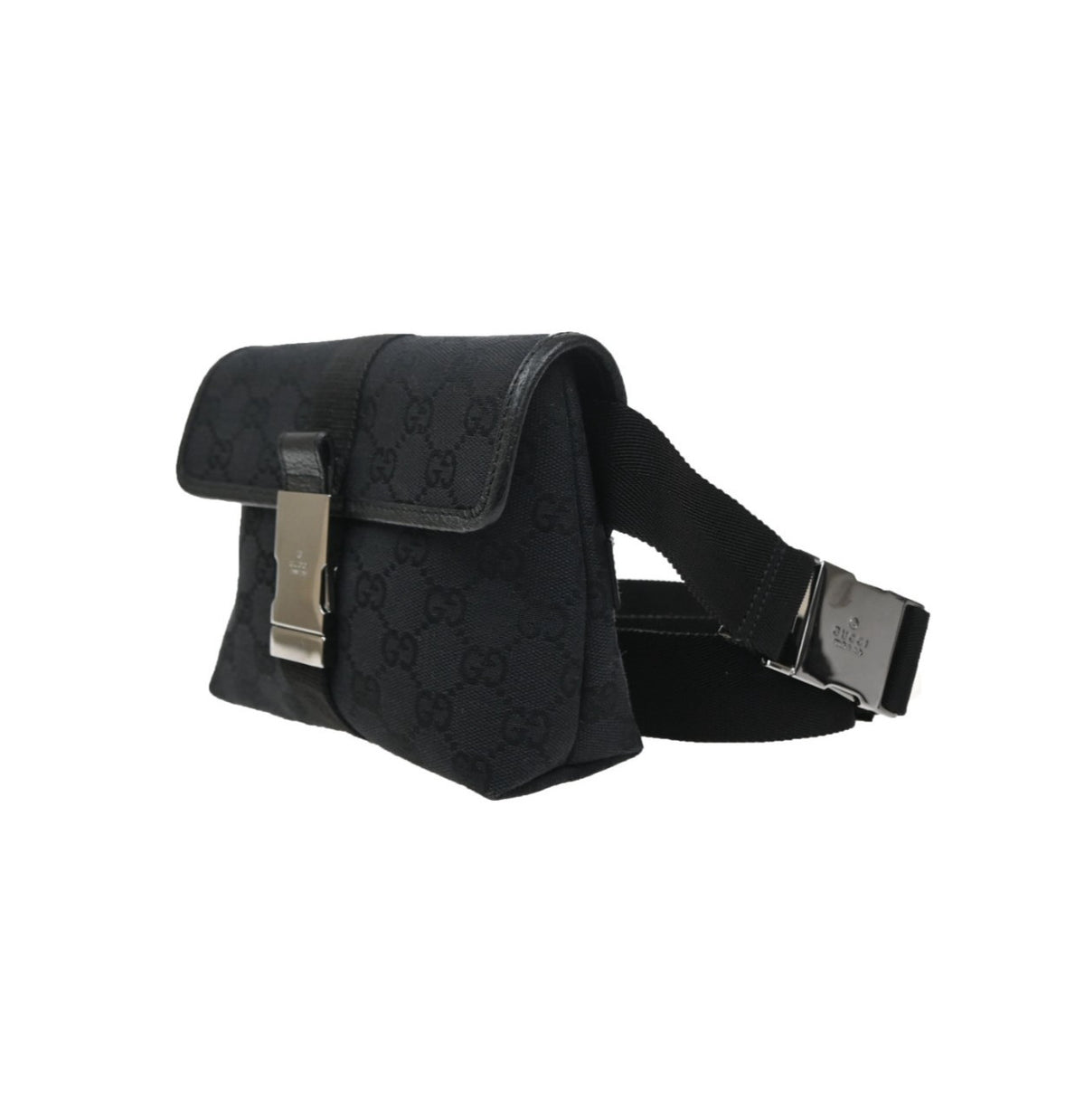 Gucci Buckle Waist GG Canvas and leather, Black, Canvas, Clutch