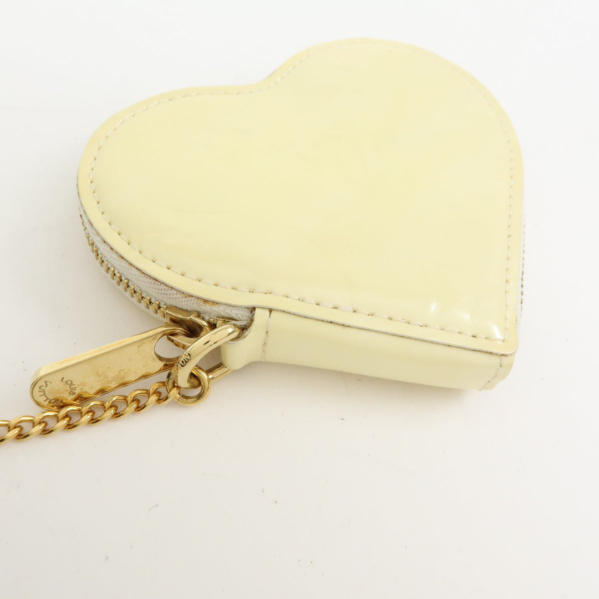 Louis Vuitton Heart Coin Purse Monogram Vernis, Beige, Patent Leather, Clutch