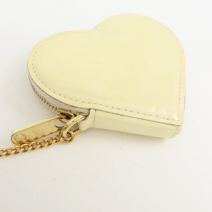 Louis Vuitton Heart Coin Purse Monogram Vernis, Beige, Patent Leather, Clutch