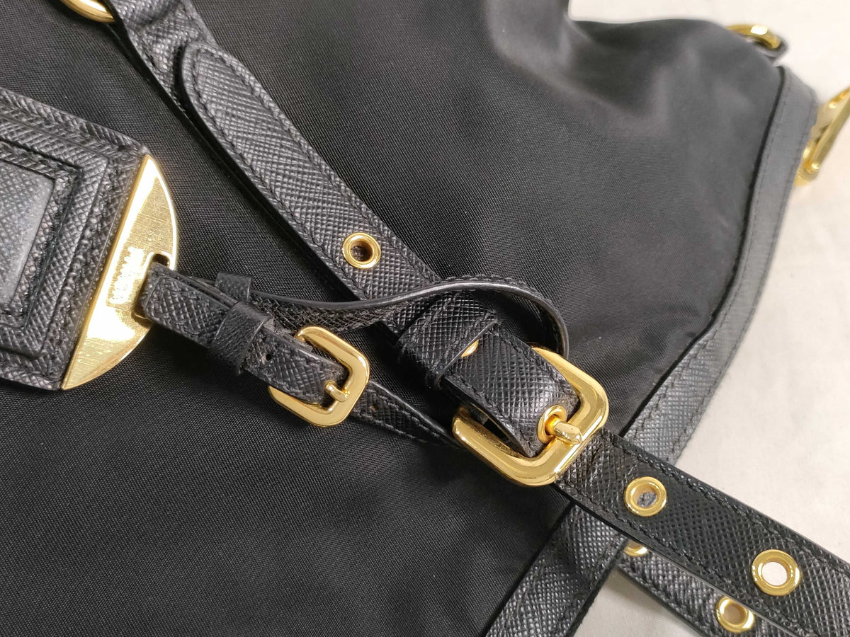 Prada cabas tessuto Nylon, Black, Nylon, Handbag