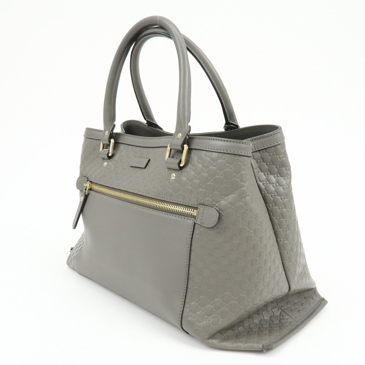 Gucci Zip Pocket Soft Microguccissima Leather, Gray, Leather, Tote Bag