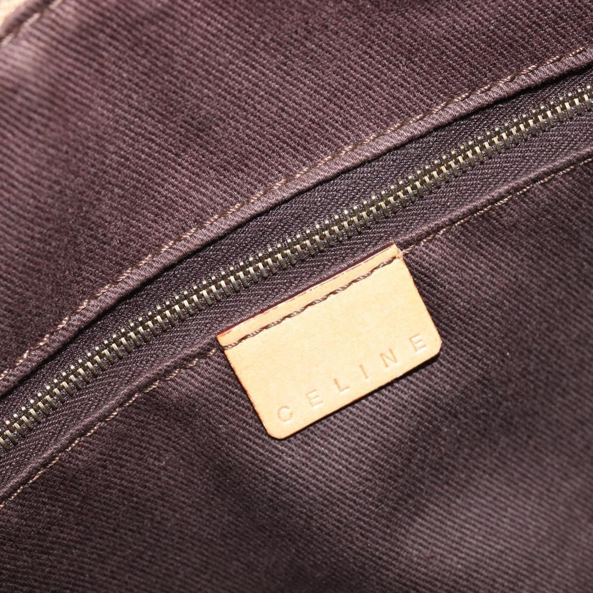 Celine Vintage Shoulder Bag Macadam Canvas & Leather, Brown, PVC, Shoulder Bag
