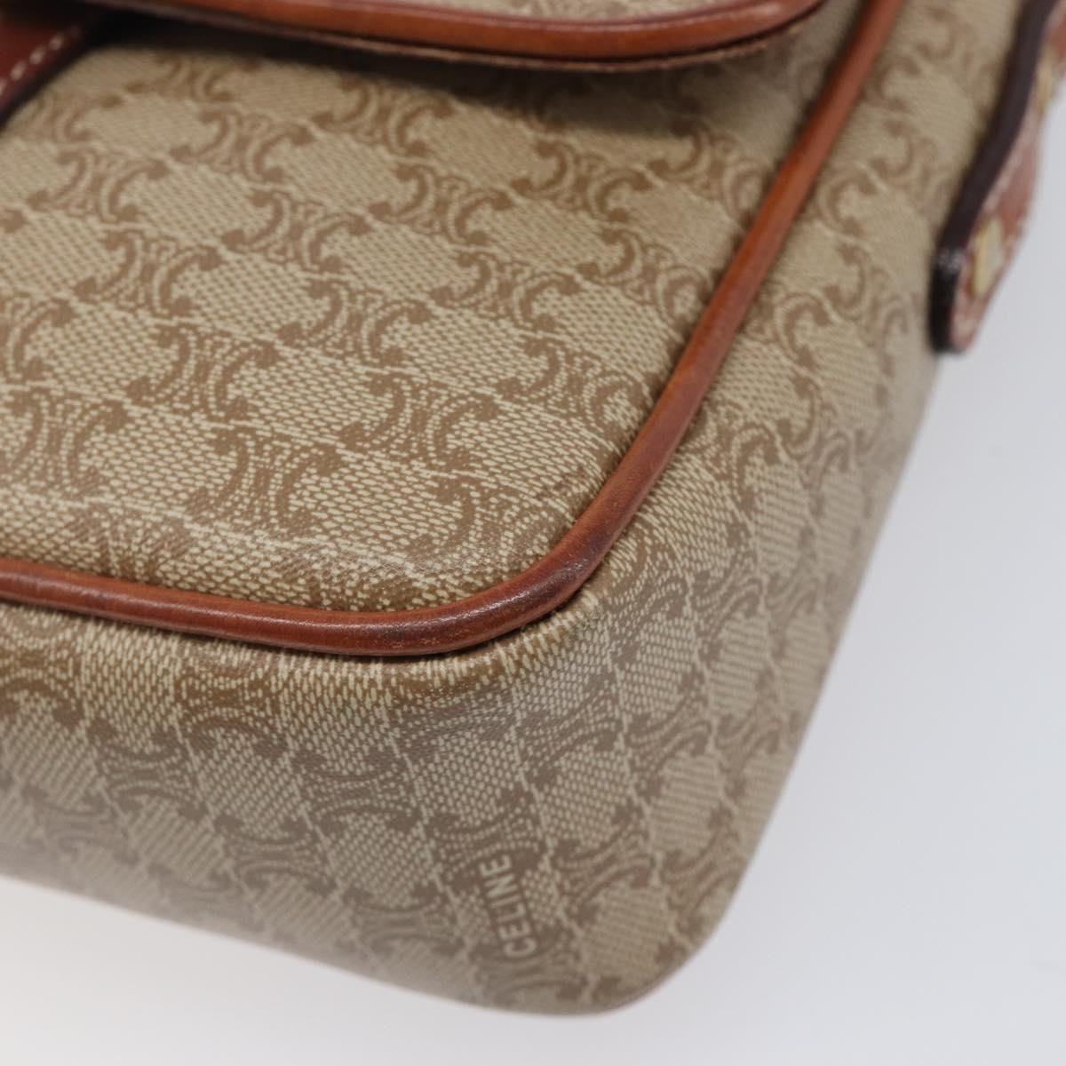 Celine Macadam Shoulder Canvas, Beige, Canvas, Crossbody Bag