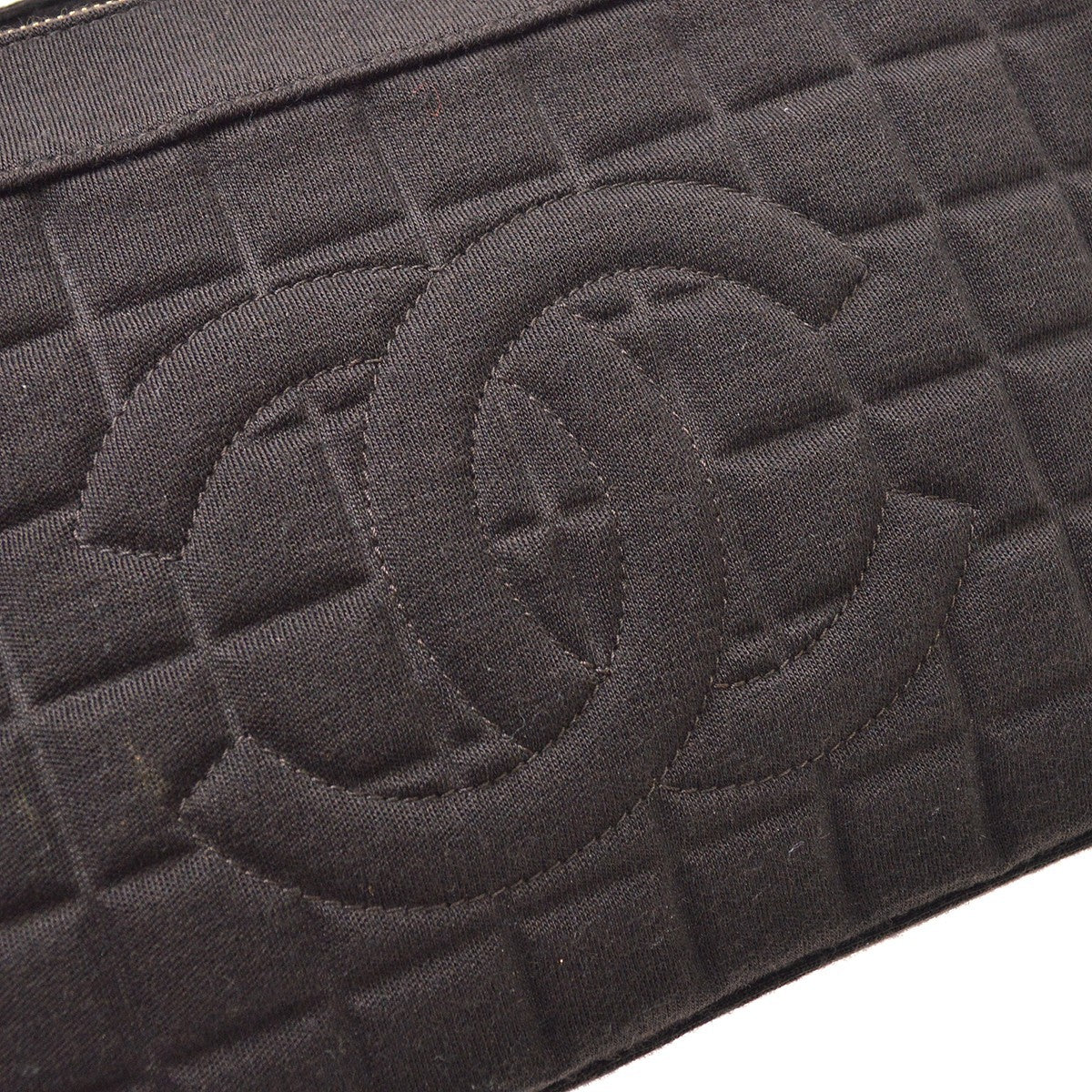 Chanel Chocolate Bar CC Quilted Jersey, Brown, Cotton, Shoulder Bag