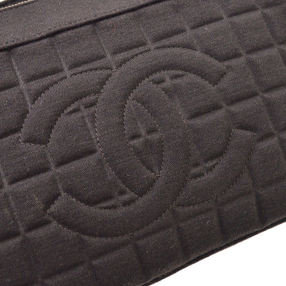 Chanel Chocolate Bar CC Quilted Jersey, Brown, Cotton, Shoulder Bag