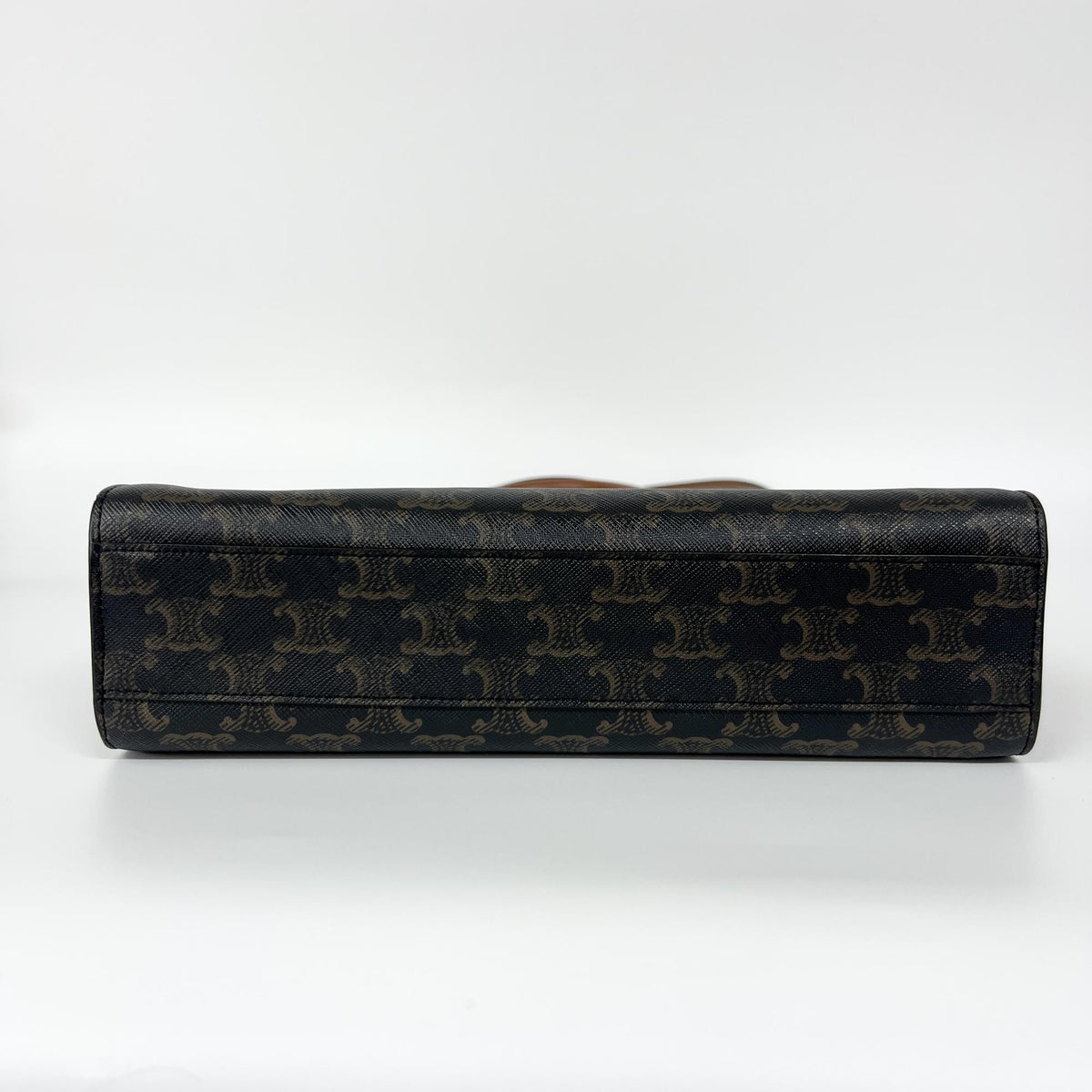Celine Vertical Cabas Triomphe Coated Canvas, Brown, Canvas, Tote Bag