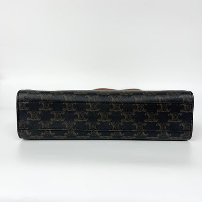 Celine Vertical Cabas Triomphe Coated Canvas, Brown, Canvas, Tote Bag