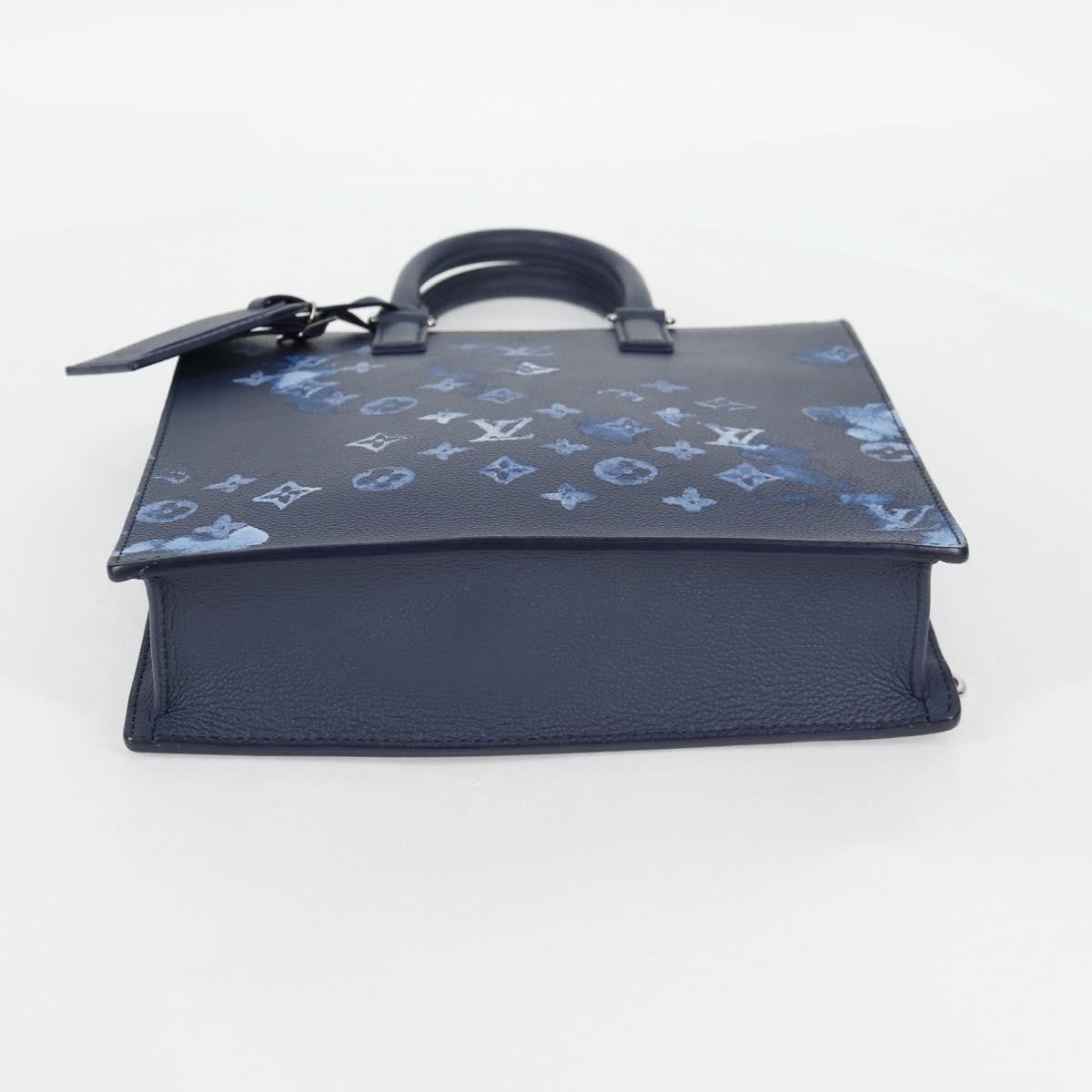 Louis Vuitton Sac Plat Zipped Limited Edition Monogram Ink Watercolor Leather, Blue, Canvas, Handbag