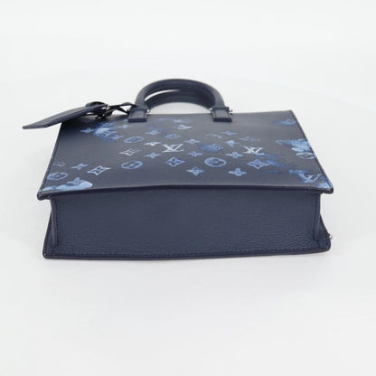 Louis Vuitton Sac Plat Zipped Limited Edition Monogram Ink Watercolor Leather, Blue, Canvas, Handbag