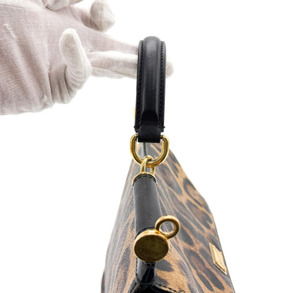 Dolce & Gabbana Miss Sicily Leopard Print Leather, Brown, Calfskin, Handbag