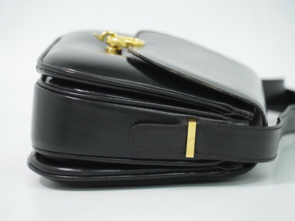 Celine Shoulder Leather, Black, Leather, Shoulder Bag