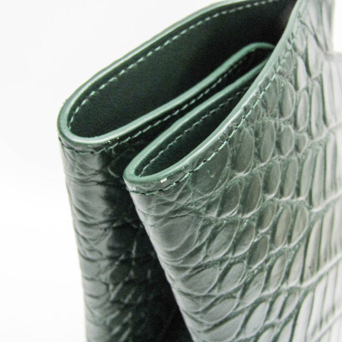 Bottega Veneta Doll Crocodile Embossed Leather, Green, Leather, Tote Bag