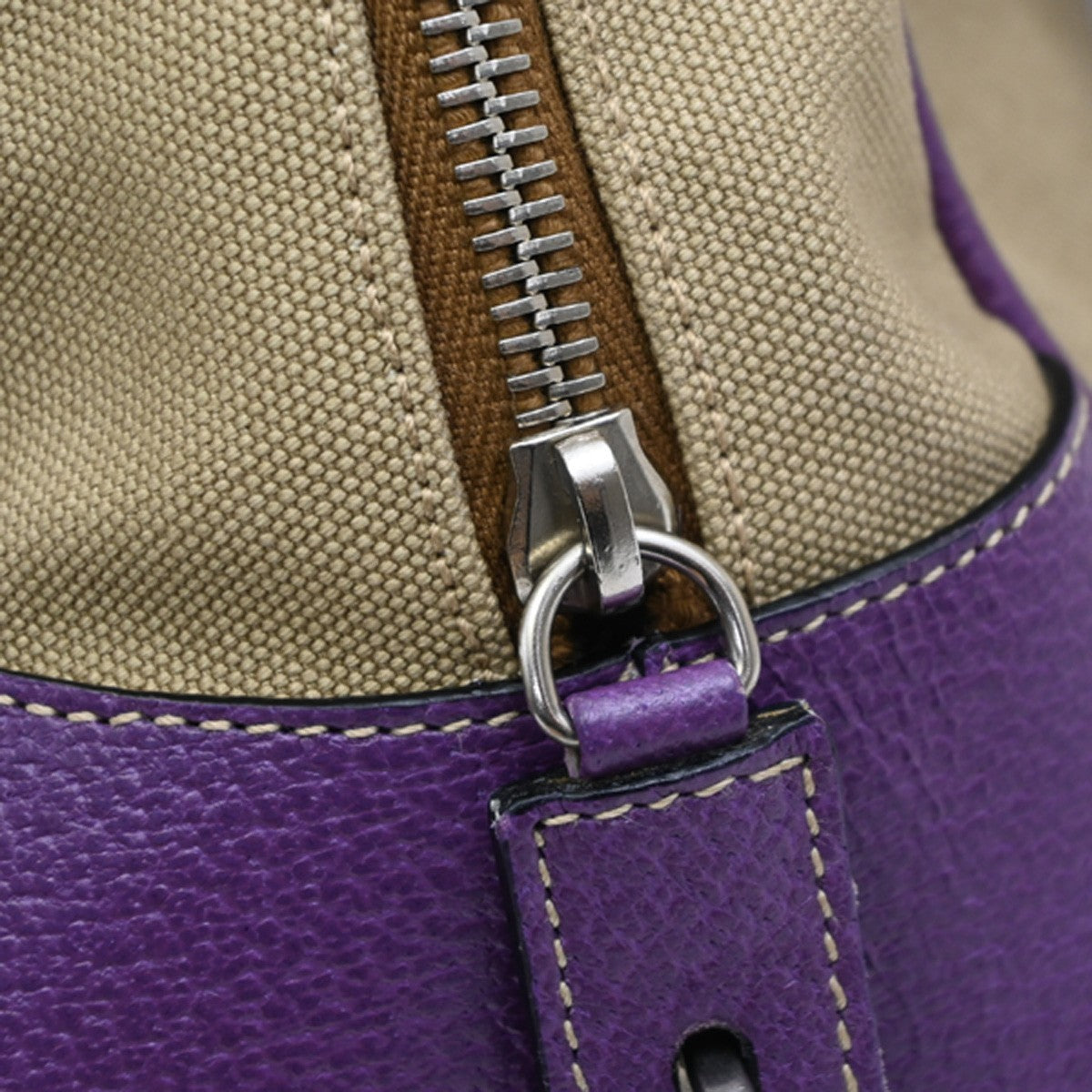 Prada Bowler Canvas with Leather, Beige, Canvas, Shoulder Bag