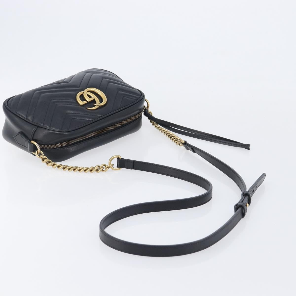 Gucci GG Marmont Matelasse Leather, Black, Leather, Shoulder Bag