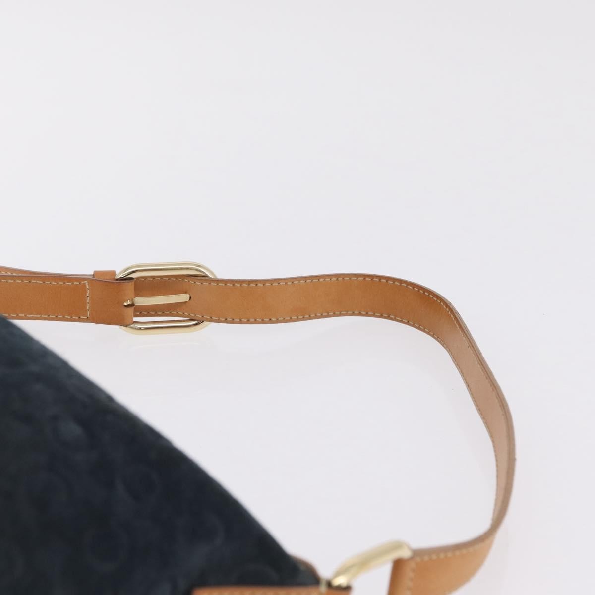 Celine C Macadam Shoulder Suede, Navy, Suede, Handbag