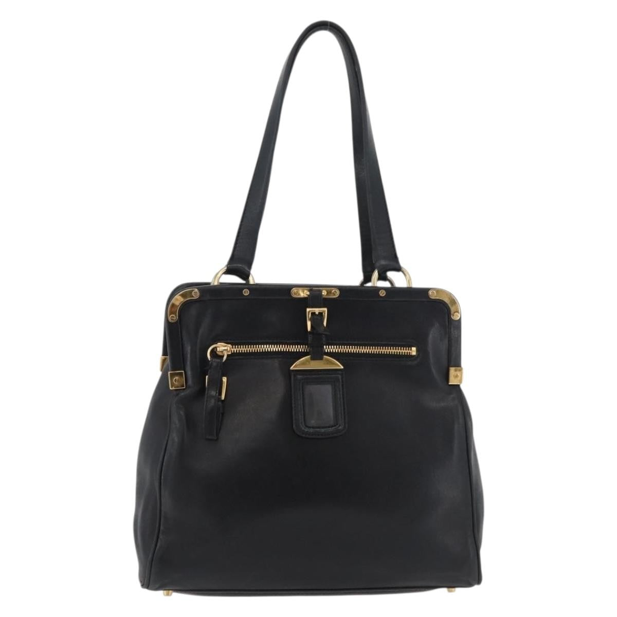Prada Tote Leather, Black, Leather, Tote Bag