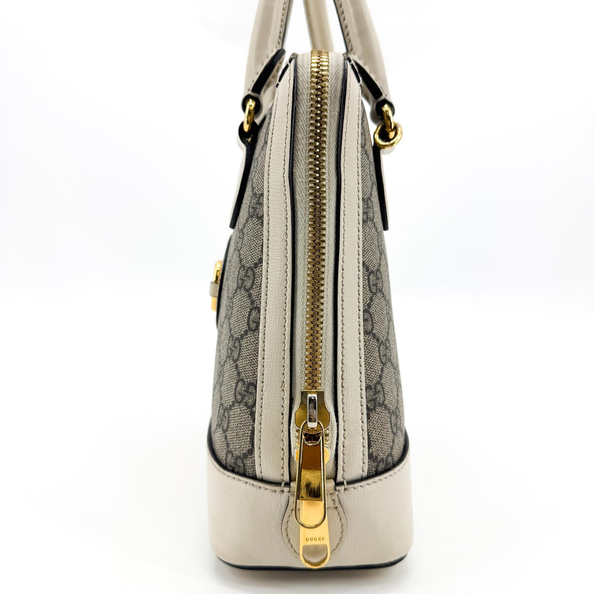 Gucci Horsebit 1955 Top Handle GG Coated Canvas with Leather, Beige, Canvas, Handbag
